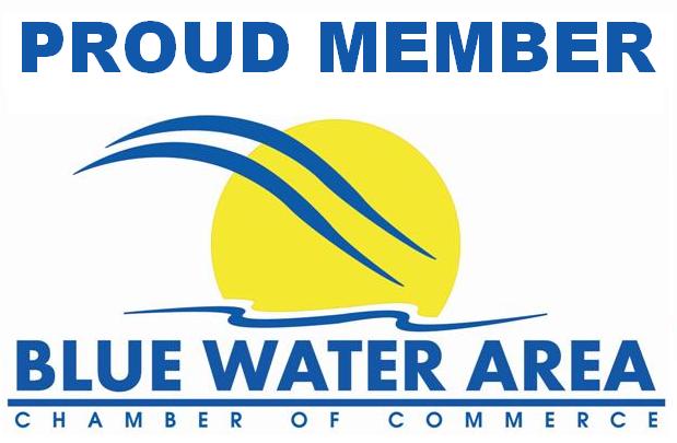 blue water chamber of commerce logo